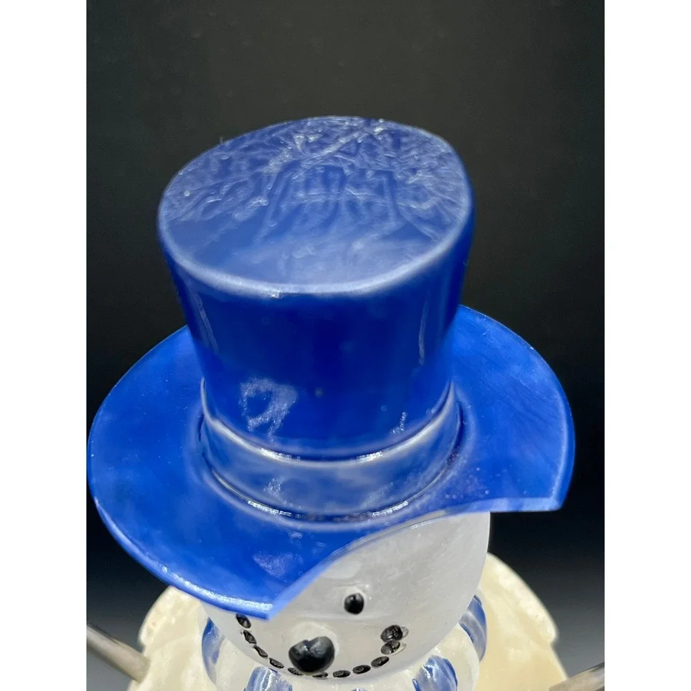Vtg Marshall Fields Snowflake Snowman Figurine Blue Top Hat Musical Works As Is